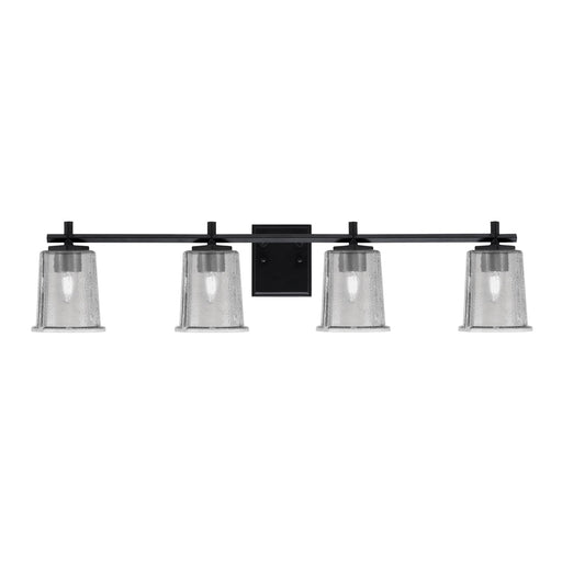 Toltec Franklin 4-Light Bath Bar | Modern Matte Black Steel and Smoke Bubble Glass | Bathroom Vanity & Powder Room | 5.5 x 10.25 in | Model 1214-MB-5032