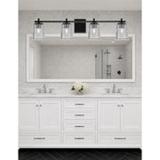 Toltec Franklin 4-Light Bath Bar | Modern Matte Black Steel and Smoke Bubble Glass | Bathroom Vanity & Powder Room | 5.5 x 10.25 in | Model 1214-MB-5032