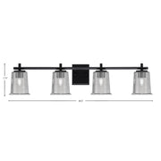 Toltec Franklin 4-Light Bath Bar | Modern Matte Black Steel and Smoke Bubble Glass | Bathroom Vanity & Powder Room | 5.5 x 10.25 in | Model 1214-MB-5032