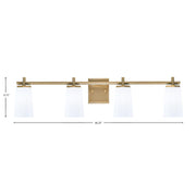 Toltec Franklin 4-Light Bath Bar | Modern New Age Brass and White Opal Glass | Bathroom Vanity Light | 5.5 x 11.25 in | Model 1214-NAB-261