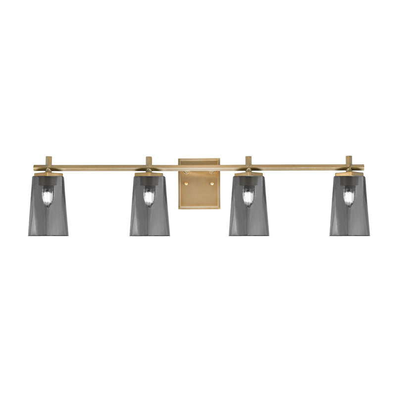 Toltec Franklin 4-Light Bath Bar | Modern New Age Brass and Smoke Bubble Glass | Bathroom Vanity Light | 5.5 x 11.25 in | Model 1214-NAB-262