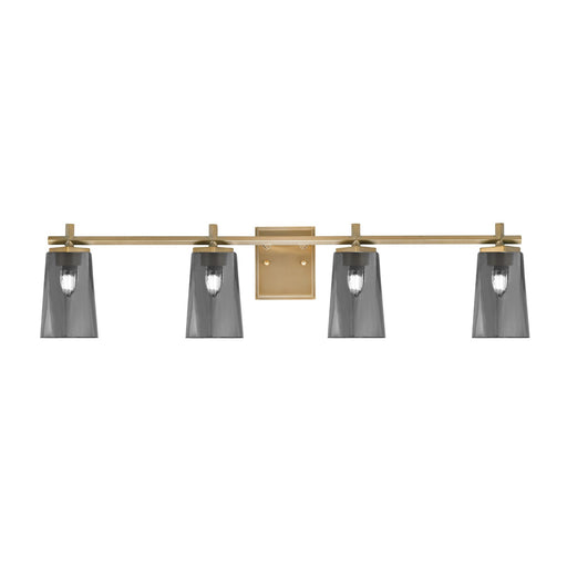 Toltec Franklin 4-Light Bath Bar | Modern New Age Brass and Smoke Bubble Glass | Bathroom Vanity Light | 5.5 x 11.25 in | Model 1214-NAB-262