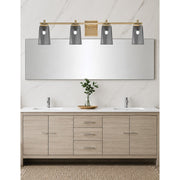 Toltec Franklin 4-Light Bath Bar | Modern New Age Brass and Smoke Bubble Glass | Bathroom Vanity Light | 5.5 x 11.25 in | Model 1214-NAB-262