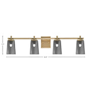 Toltec Franklin 4-Light Bath Bar | Modern New Age Brass and Smoke Bubble Glass | Bathroom Vanity Light | 5.5 x 11.25 in | Model 1214-NAB-262