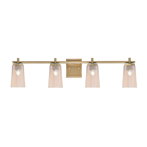 Toltec Franklin 4-Light Bath Bar | Modern New Age Brass and Amber Gradient Glass | Bathroom Vanity Light | 5.5 x 11.25 in | Model 1214-NAB-263