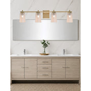 Toltec Franklin 4-Light Bath Bar | Modern New Age Brass and Amber Gradient Glass | Bathroom Vanity Light | 5.5 x 11.25 in | Model 1214-NAB-263