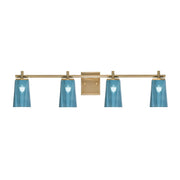 Toltec Franklin 4-Light Bath Bar | Modern New Age Brass and Blue Gradient Glass | Bathroom Vanity & Powder Room | 5.5 x 11.25 in | Model 1214-NAB-265