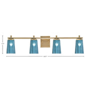 Toltec Franklin 4-Light Bath Bar | Modern New Age Brass and Blue Gradient Glass | Bathroom Vanity & Powder Room | 5.5 x 11.25 in | Model 1214-NAB-265