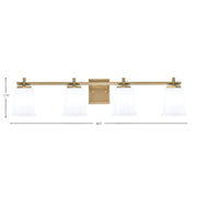 Toltec Franklin 4-Light Bath Bar | Modern New Age Brass and White Opal Glass | Bathroom Vanity & Powder Room | 5.5 x 10.25 in | Model 1214-NAB-5031