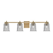 Toltec Franklin 4-Light Bath Bar | Modern New Age Brass and Smoke Bubble Glass | Bathroom Vanity & Powder Room | 5.5 x 10.25 in | Model 1214-NAB-5032