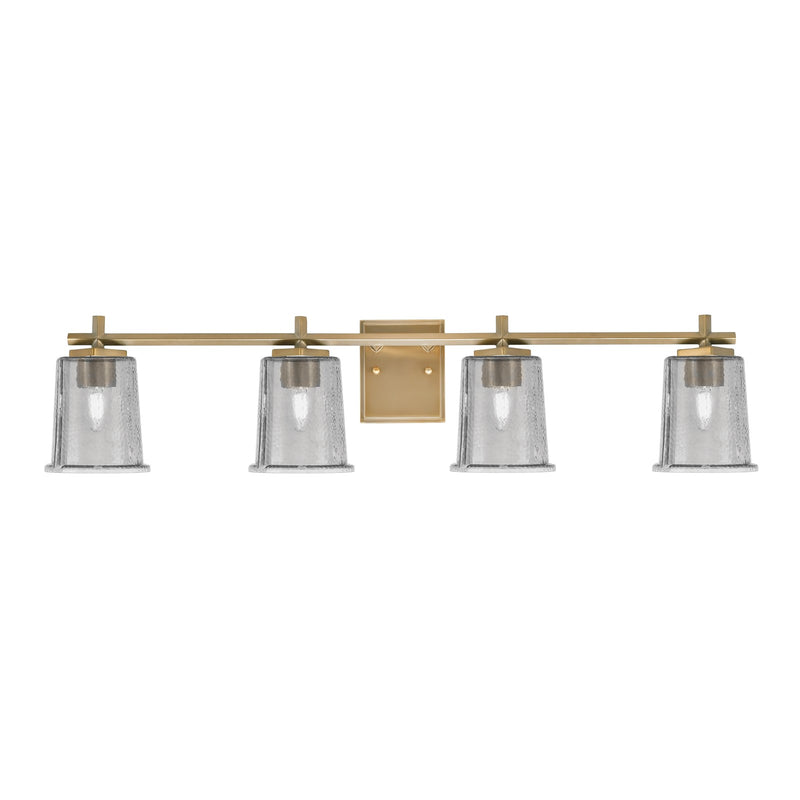 Toltec Franklin 4-Light Bath Bar | Modern New Age Brass and Smoke Bubble Glass | Bathroom Vanity & Powder Room | 5.5 x 10.25 in | Model 1214-NAB-5032
