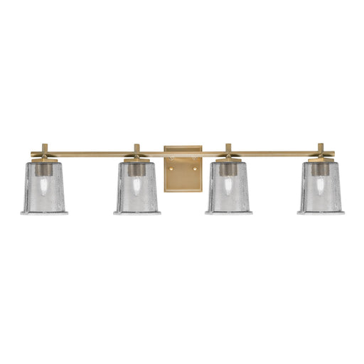 Toltec Franklin 4-Light Bath Bar | Modern New Age Brass and Smoke Bubble Glass | Bathroom Vanity & Powder Room | 5.5 x 10.25 in | Model 1214-NAB-5032