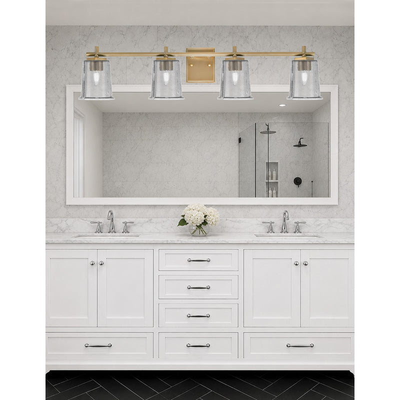 Toltec Franklin 4-Light Bath Bar | Modern New Age Brass and Smoke Bubble Glass | Bathroom Vanity & Powder Room | 5.5 x 10.25 in | Model 1214-NAB-5032