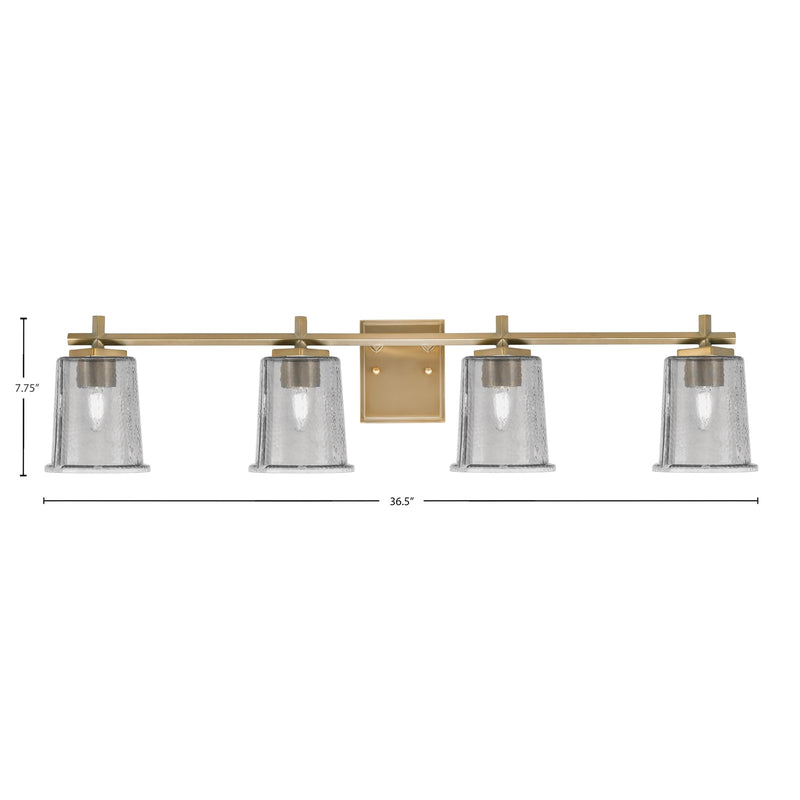 Toltec Franklin 4-Light Bath Bar | Modern New Age Brass and Smoke Bubble Glass | Bathroom Vanity & Powder Room | 5.5 x 10.25 in | Model 1214-NAB-5032