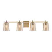 Toltec Franklin 4-Light Bath Bar | Modern New Age Brass and Amber Bubble Glass | Bathroom Vanity & Powder Room | 5.5 x 10.25 in | Model 1214-NAB-5033