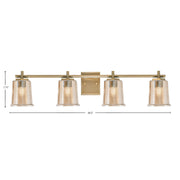 Toltec Franklin 4-Light Bath Bar | Modern New Age Brass and Amber Bubble Glass | Bathroom Vanity & Powder Room | 5.5 x 10.25 in | Model 1214-NAB-5033
