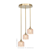 Toltec Empire 3-Light Cluster Pendant | New Age Brass Steel and Amber Textured Glass | Kitchen Island & Dining Room | 15 x 10.5 in | Model 2143-NAB-4613