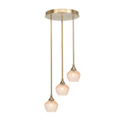Toltec Empire 15in 3-Light Cluster Pendant | Modern New Age Brass Steel and Amber Textured Glass | Kitchen Island & Dining Room | 15 x 10.5 in | Model 2143-NAB-4623