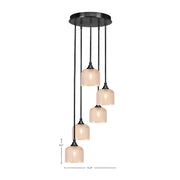 Toltec Empire 5-Light Cluster Pendant | Matte Black Steel and Amber Textured Glass | Kitchen Island & Dining Room | 15.25 x 10.5 in | Model 2145-MB-4613
