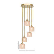 Toltec Empire 5-Light Cluster Pendant | New Age Brass Steel and Amber Textured Glass | Kitchen Island & Dining Room | 15.25 x 10.5 in | Model 2145-NAB-4613