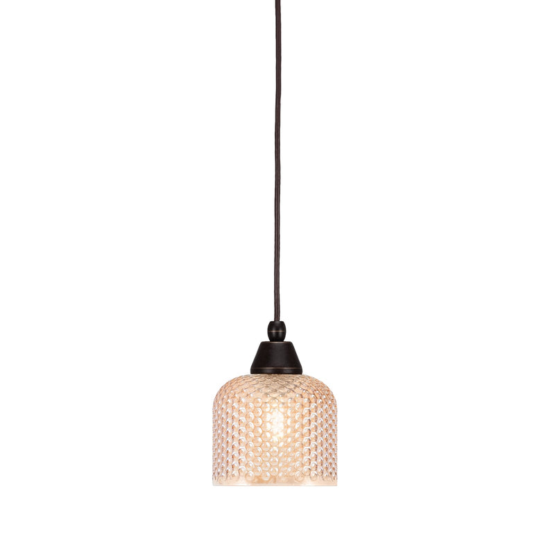 Toltec Cord 1-Light Mini Pendant | Dark Granite Steel and Amber Textured Glass | Kitchen Island & Counter Accent | 6 x 7.75 in | Model 22-DG-4613