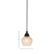 Toltec Cord 6in 1-Light Mini Pendant | Industrial Dark Granite Steel and Amber Textured Glass | Kitchen Island & Accent Lighting | 6 x 6 x 7.75 in | Model 22-DG-4623