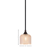 Toltec Stem 6in 1-Light Mini Pendant | Black Copper Steel and Amber Textured Glass | Kitchen Island & Counter | 6 x 7.5 in | Model 23-BC-4613