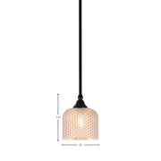 Toltec Stem 6in 1-Light Mini Pendant | Matte Black Steel and Amber Textured Glass | Kitchen Island & Counter | 6 x 7.5 in | Model 23-MB-4613