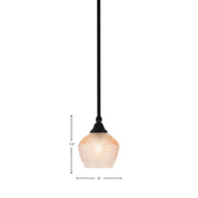 Toltec Stem 6in 1-Light Mini Pendant | Industrial Matte Black Steel and Amber Textured Glass | Kitchen Island & Counter Accent | 6 x 7.5 in | Model 23-MB-4623