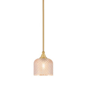 Toltec Stem 6in 1-Light Mini Pendant | New Age Brass Steel and Amber Textured Glass | Kitchen Island & Counter | 6 x 7.5 in | Model 23-NAB-4613