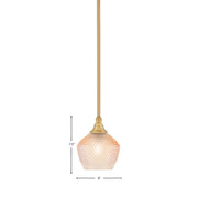 Toltec Stem 6in 1-Light Mini Pendant | Modern New Age Brass Steel and Amber Textured Glass | Kitchen Island & Counter Accent | 6 x 7.5 in | Model 23-NAB-4623