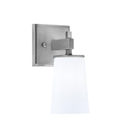 Toltec Corbin 4.5in 1-Light Wall Sconce | Graphite and White Opal Glass | Bathroom & Hallway | 4.5 x 6.25 x 8.75 in | Model 2311-GP-261