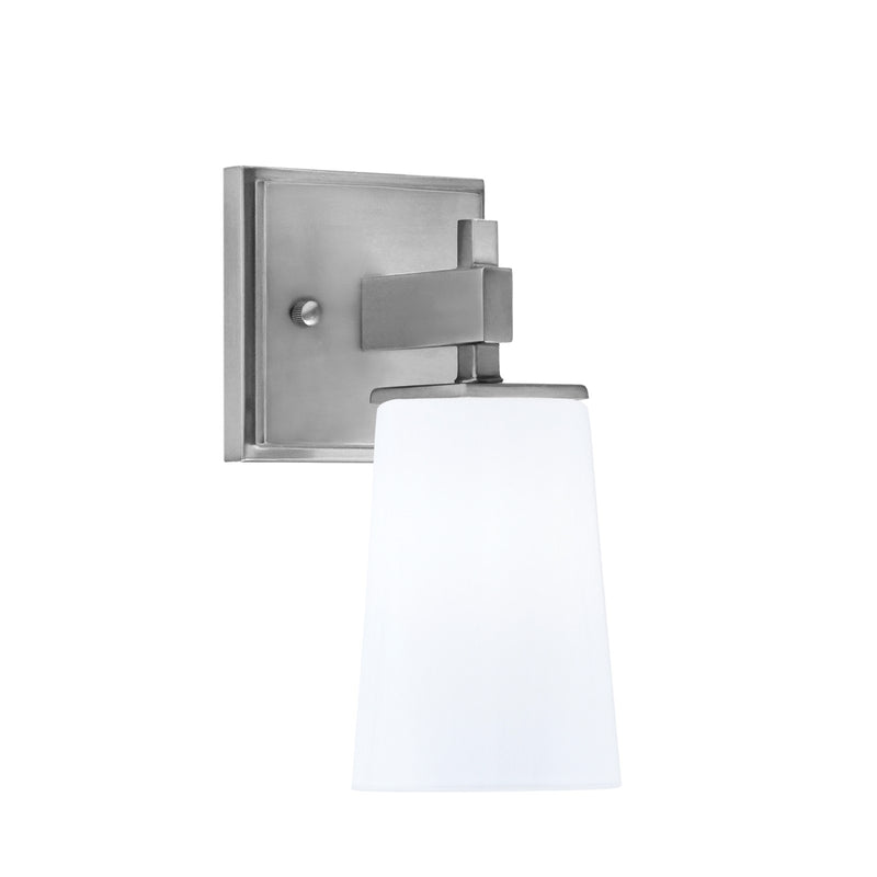 Toltec Corbin 4.5in 1-Light Wall Sconce | Graphite and White Opal Glass | Bathroom & Hallway | 4.5 x 6.25 x 8.75 in | Model 2311-GP-261