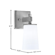 Toltec Corbin 4.5in 1-Light Wall Sconce | Graphite and White Opal Glass | Bathroom & Hallway | 4.5 x 6.25 x 8.75 in | Model 2311-GP-261