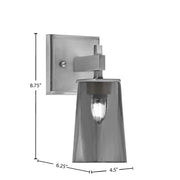 Toltec Corbin 1-Light Wall Sconce | Modern Graphite Steel and Smoke Bubble Glass | Bathroom & Hallway Vanity Light | Model 2311-GP-262