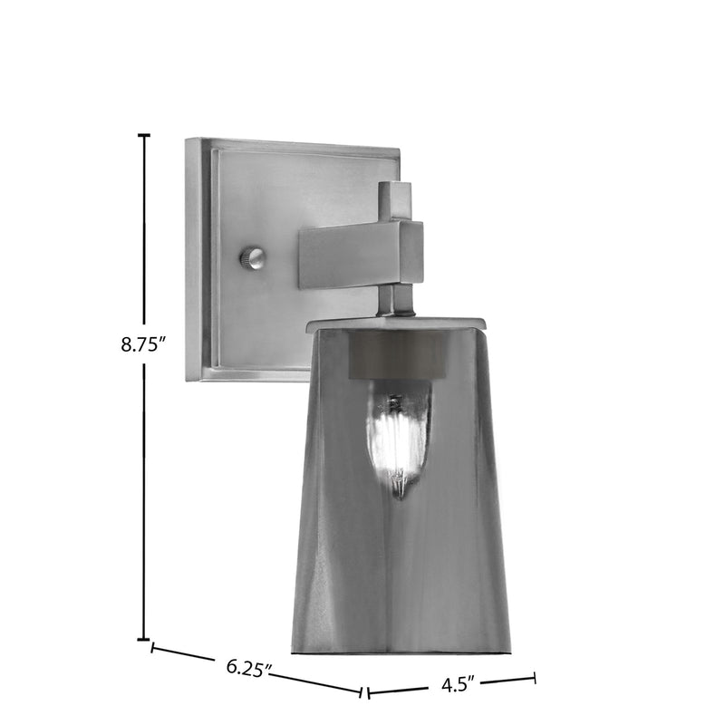 Toltec Corbin 1-Light Wall Sconce | Modern Graphite Steel and Smoke Bubble Glass | Bathroom & Hallway Vanity Light | Model 2311-GP-262