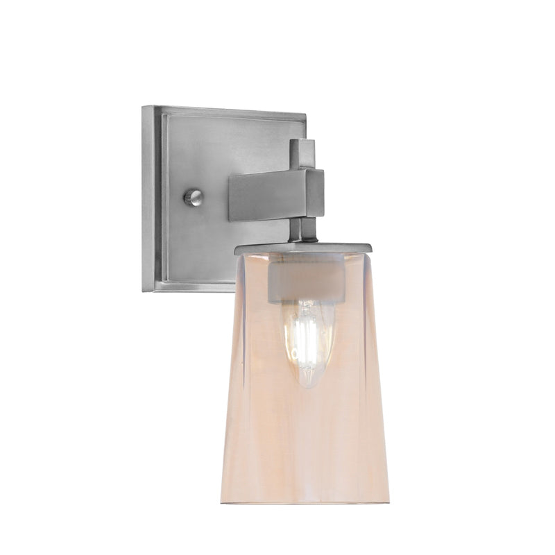 Toltec Corbin 1-Light Wall Sconce | Modern Graphite Steel and Amber Gradient Glass | Bathroom & Hallway Vanity Light | Model 2311-GP-263