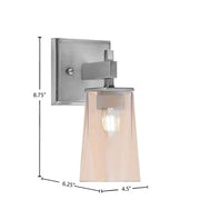 Toltec Corbin 1-Light Wall Sconce | Modern Graphite Steel and Amber Gradient Glass | Bathroom & Hallway Vanity Light | Model 2311-GP-263