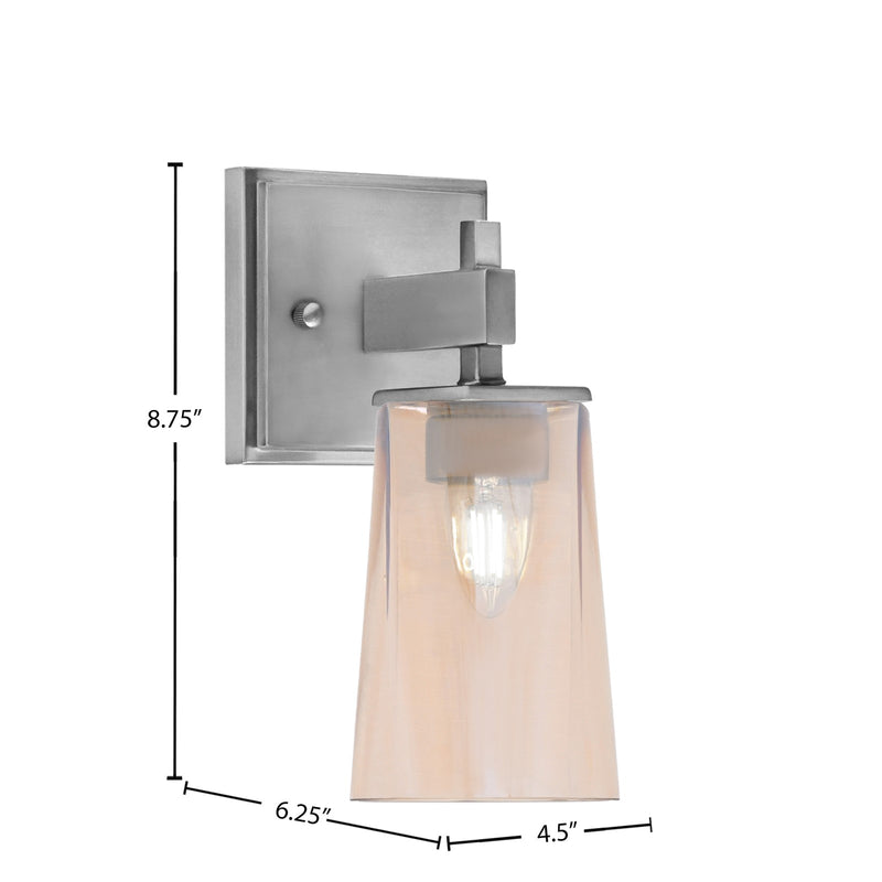Toltec Corbin 1-Light Wall Sconce | Modern Graphite Steel and Amber Gradient Glass | Bathroom & Hallway Vanity Light | Model 2311-GP-263