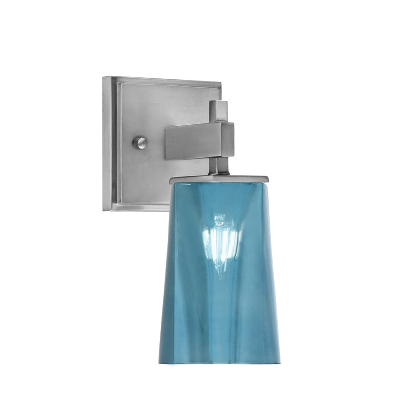 Toltec Corbin 1-Light Wall Sconce | Modern Graphite Steel and Blue Gradient Glass | Bathroom & Hallway Vanity Light | Model 2311-GP-265