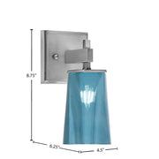 Toltec Corbin 1-Light Wall Sconce | Modern Graphite Steel and Blue Gradient Glass | Bathroom & Hallway Vanity Light | Model 2311-GP-265