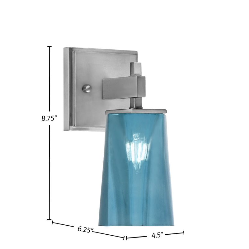 Toltec Corbin 1-Light Wall Sconce | Modern Graphite Steel and Blue Gradient Glass | Bathroom & Hallway Vanity Light | Model 2311-GP-265