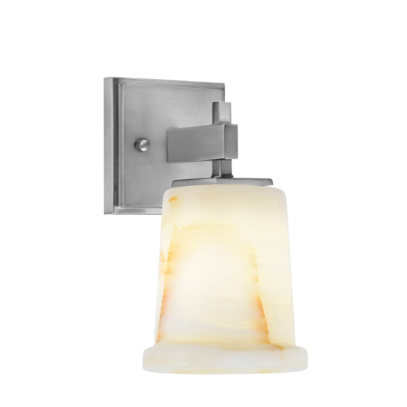 Toltec Corbin 7.75in 1-Light Wall Sconce | Modern Graphite and Natural Stone | Bathroom & Hallway | 5 x 6.5 x 7.75 in | Model 2311-GP-4128