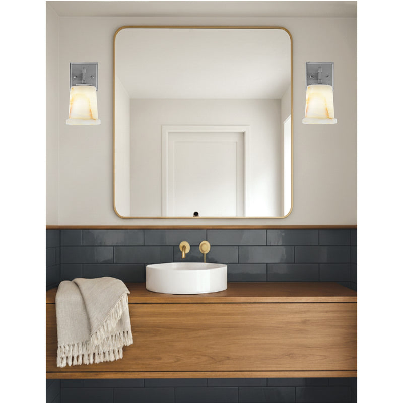 Toltec Corbin 7.75in 1-Light Wall Sconce | Modern Graphite and Natural Stone | Bathroom & Hallway | 5 x 6.5 x 7.75 in | Model 2311-GP-4128