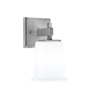 Toltec Corbin 1-Light Wall Sconce | Modern Graphite Steel and White Opal Glass | Bathroom & Hallway Vanity Light | Model 2311-GP-5031