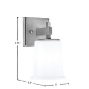 Toltec Corbin 1-Light Wall Sconce | Modern Graphite Steel and White Opal Glass | Bathroom & Hallway Vanity Light | Model 2311-GP-5031