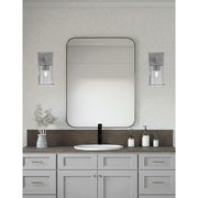 Toltec Corbin 7.75in 1-Light Wall Sconce | Modern Graphite and Smoke Bubble Glass | Bathroom & Hallway | 5 x 6.5 x 7.75 in | Model 2311-GP-5032