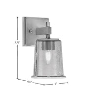 Toltec Corbin 7.75in 1-Light Wall Sconce | Modern Graphite and Smoke Bubble Glass | Bathroom & Hallway | 5 x 6.5 x 7.75 in | Model 2311-GP-5032