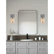 Toltec Corbin 7.75in 1-Light Wall Sconce | Modern Graphite and Amber Bubble Glass | Bathroom & Hallway | 5 x 6.5 x 7.75 in | Model 2311-GP-5033