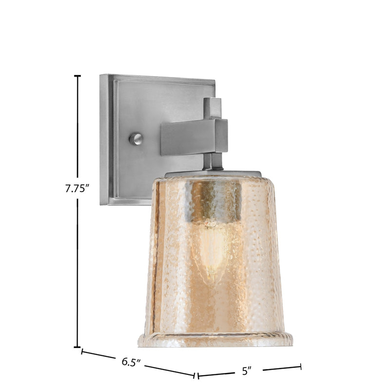 Toltec Corbin 7.75in 1-Light Wall Sconce | Modern Graphite and Amber Bubble Glass | Bathroom & Hallway | 5 x 6.5 x 7.75 in | Model 2311-GP-5033